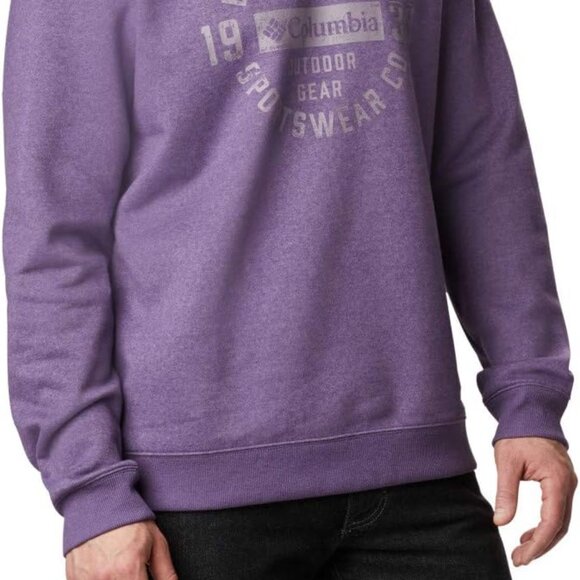 🆕Columbia Men's Hart Mountain Graphic Crew, Large-Soft Purple Heather Tough - Picture 5 of 5